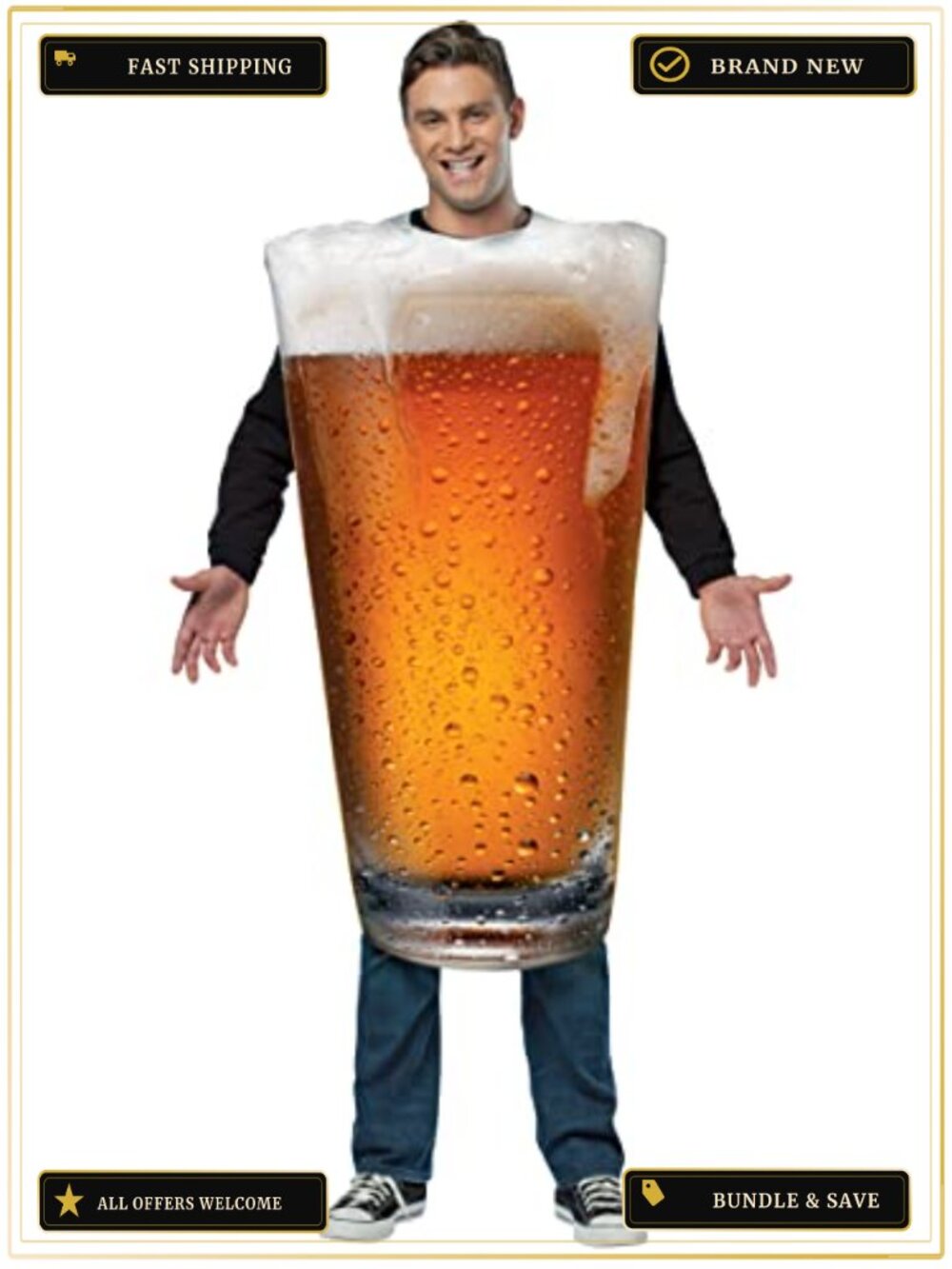 Men's Get Real Beer Pint Foam Tunic Costume One Size